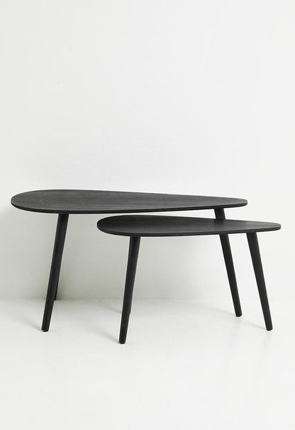 Pebble nesting coffee table set of 2 - black - 80cm x 40cm x 40cm
