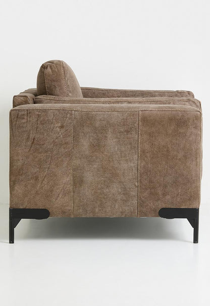 Pablo single seater genuine leather sofa-Stone