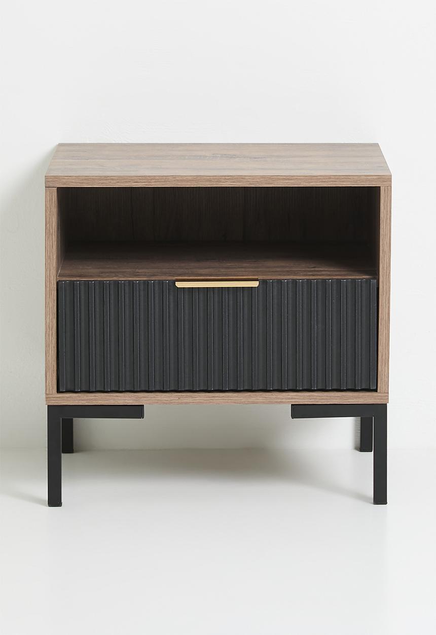 Carried bedside table- natural & black