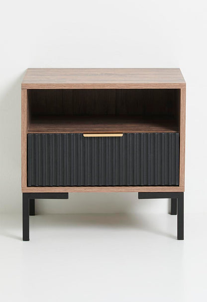 Carried bedside table- natural & black