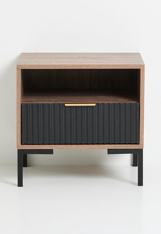 Carried bedside table- natural & black