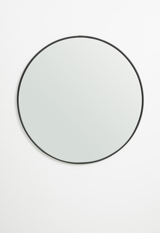 Iron round mirror - 90cm dia Black Framed