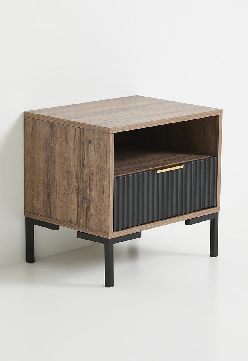 Carried bedside table- natural & black