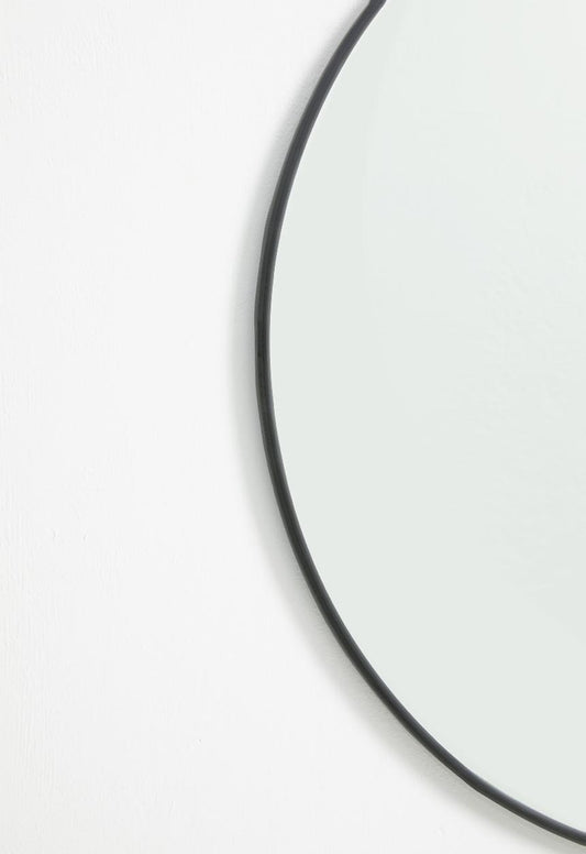 Iron round mirror - 90cm dia Black Framed