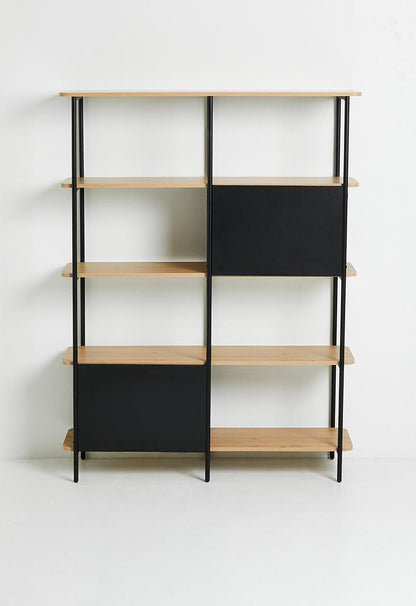 Neela double tier bookshelf - black 120cm L x 36cm W x 158cm H