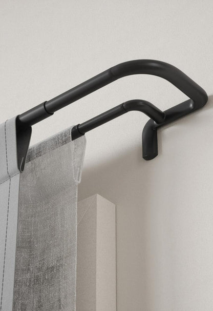 Twilight expandable double curtain rod - black - 168 W x 366 L