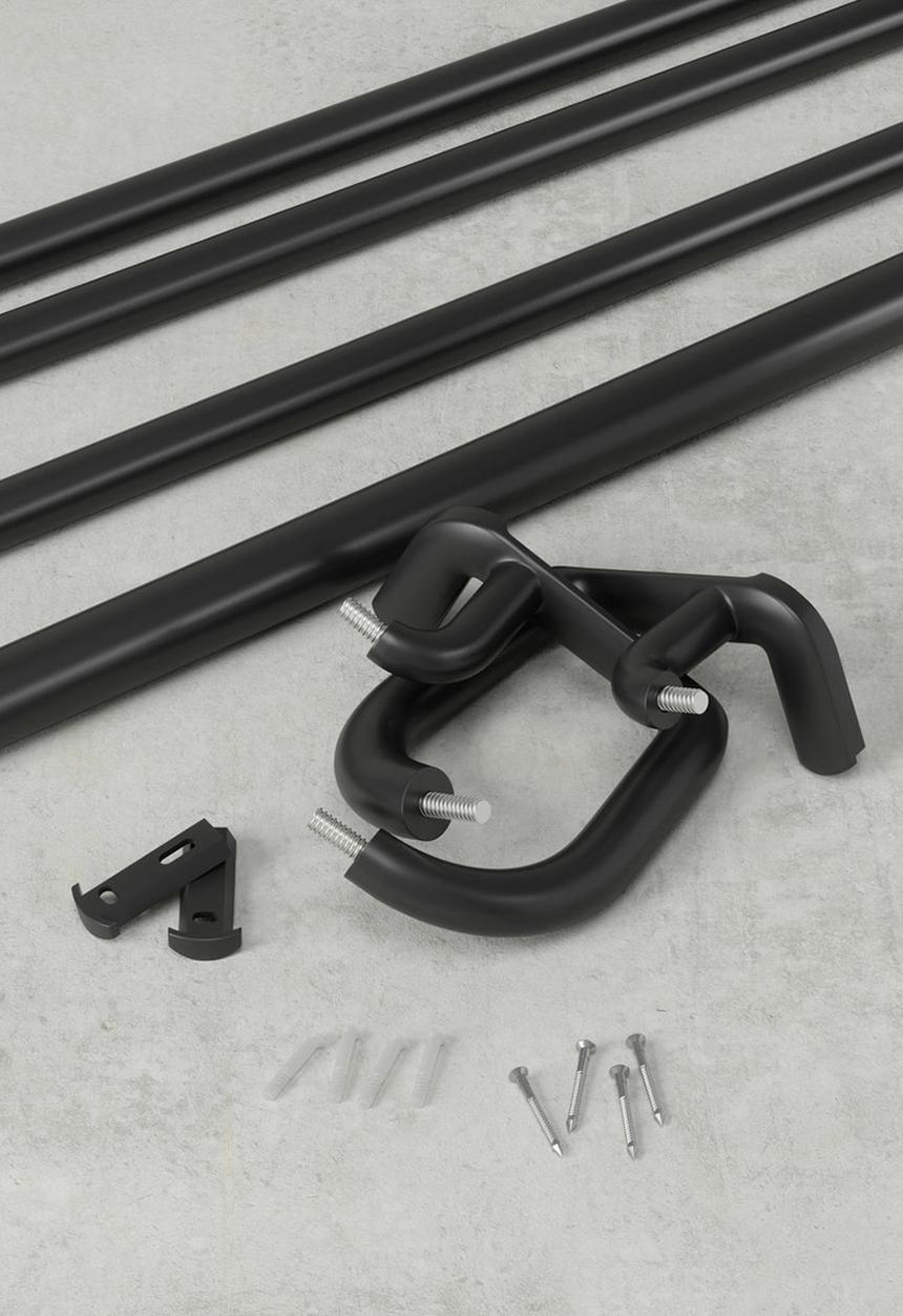 Twilight expandable double curtain rod - black - 168 W x 366 L