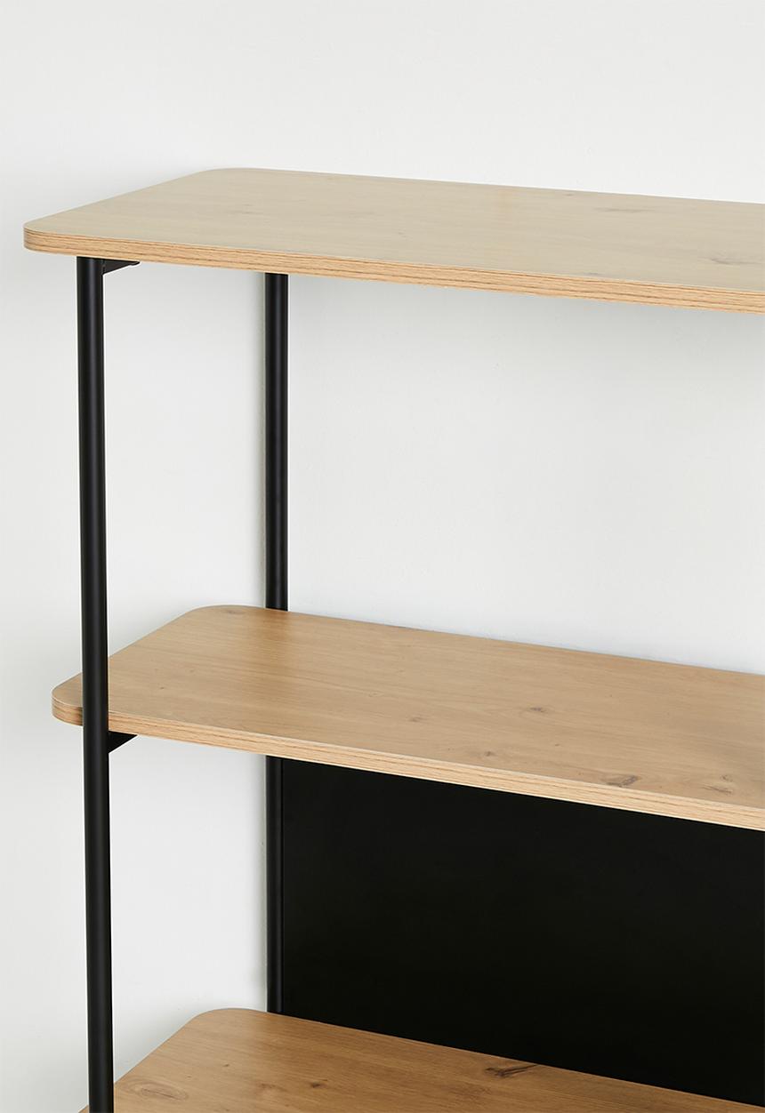 Neela double tier bookshelf - black 120cm L x 36cm W x 158cm H