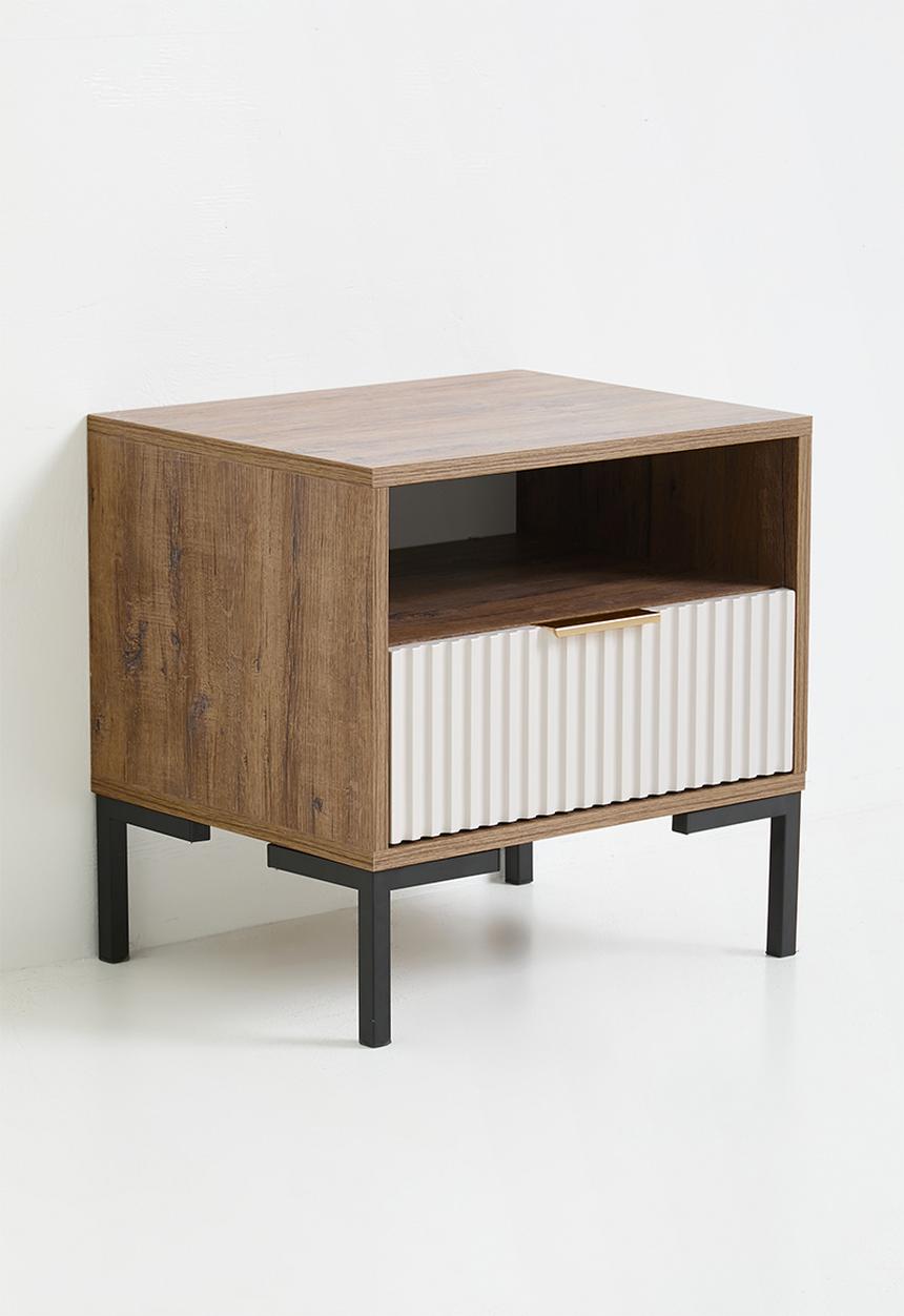 Carried bedside table- natural & white