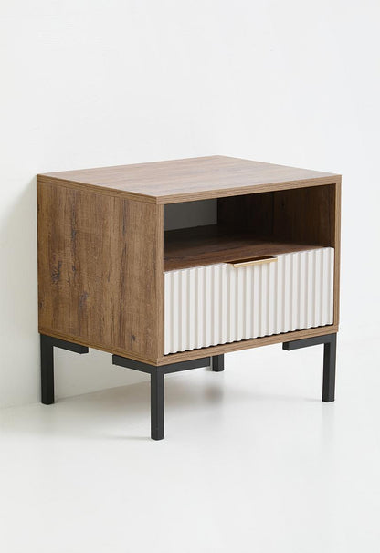 Carried bedside table- natural & white
