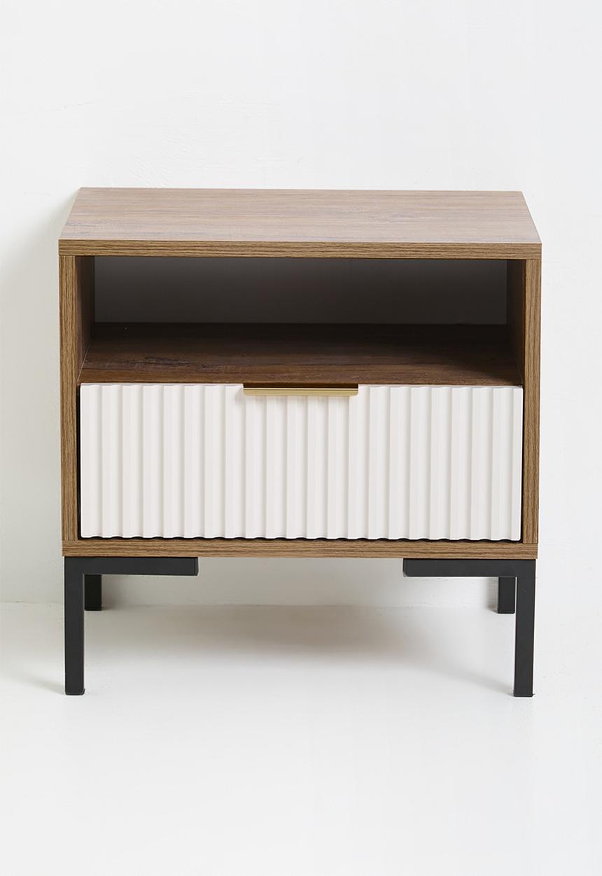 Carried bedside table- natural & white