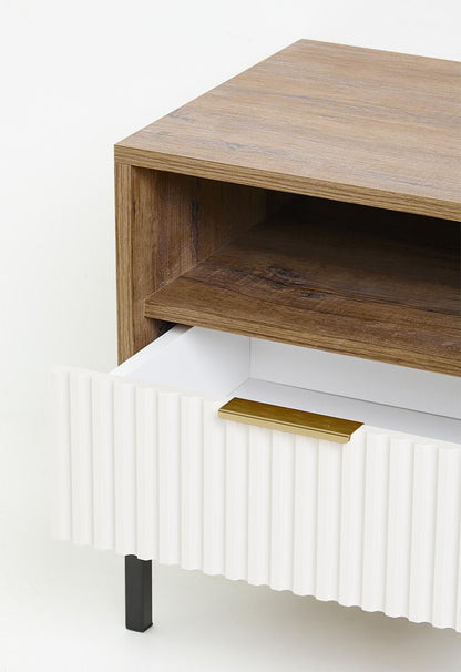 Carried bedside table- natural & white