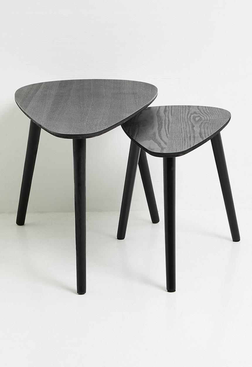 Pebble nesting coffee table set of 2 - black - 80cm x 40cm x 40cm