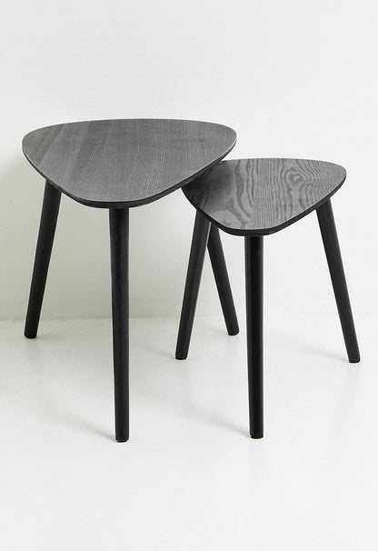 Pebble nesting coffee table set of 2 - black - 80cm x 40cm x 40cm