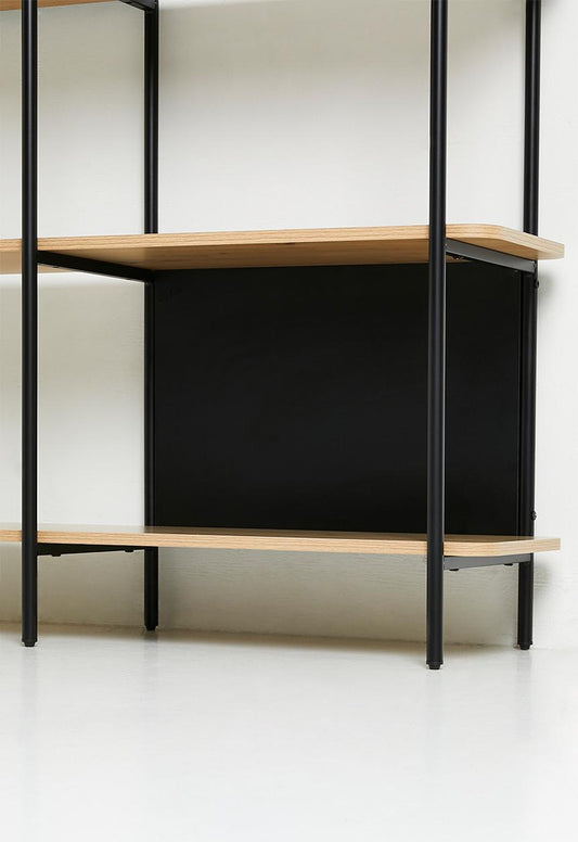 Neela double tier bookshelf - black 120cm L x 36cm W x 158cm H