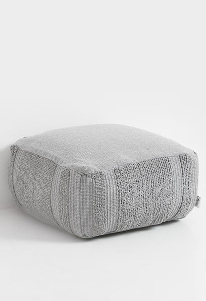 Cotton Woven Pouf - Grey