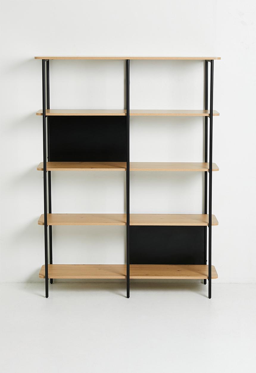 Neela double tier bookshelf - black 120cm L x 36cm W x 158cm H