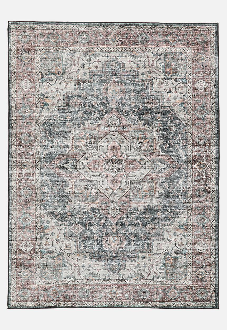 Ezra Printed Rug Antique Grey & Pink 200 x 300