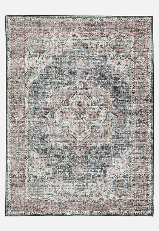 Ezra Printed Rug Antique Grey & Pink 200 x 300