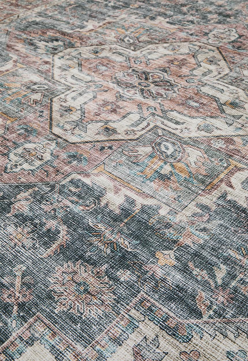 Ezra Printed Rug Antique Grey & Pink 200 x 300