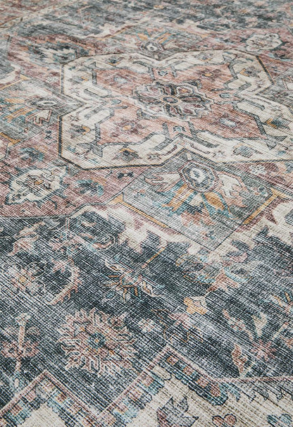 Ezra Printed Rug Antique Grey & Pink 200 x 300