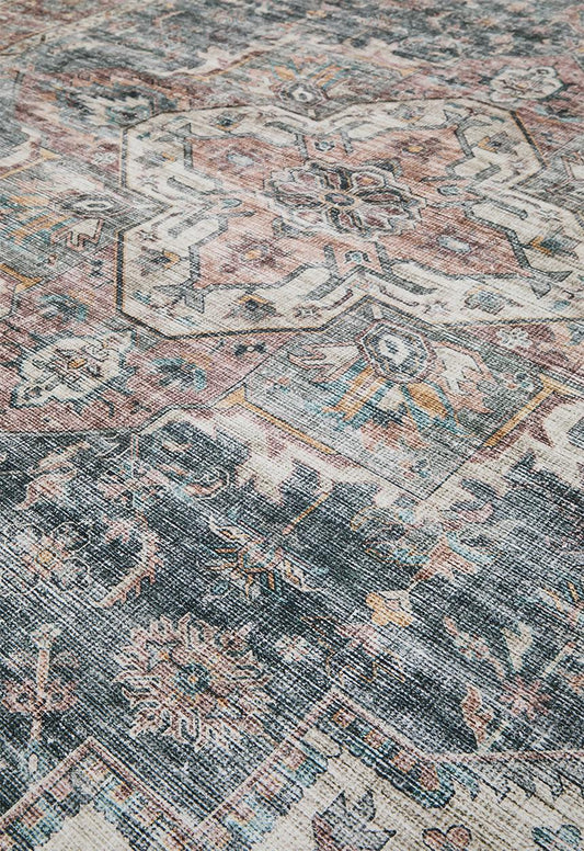 Ezra Printed Rug Antique Grey & Pink 200 x 300