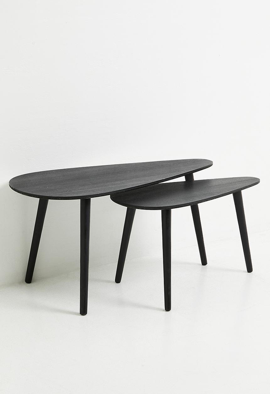 Pebble nesting coffee table set of 2 - black - 80cm x 40cm x 40cm