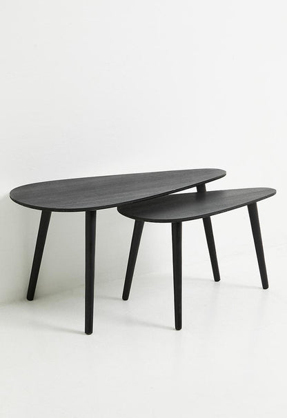 Pebble nesting coffee table set of 2 - black - 80cm x 40cm x 40cm