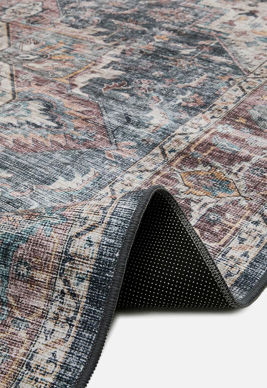 Ezra Printed Rug Antique Grey & Pink 200 x 300
