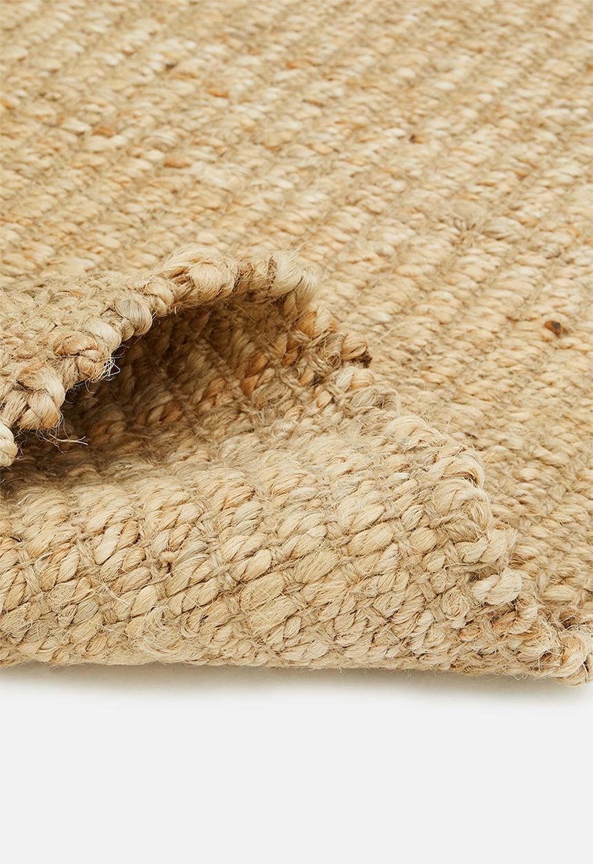 Plain ribbed jute rug - natural - 200 x 300