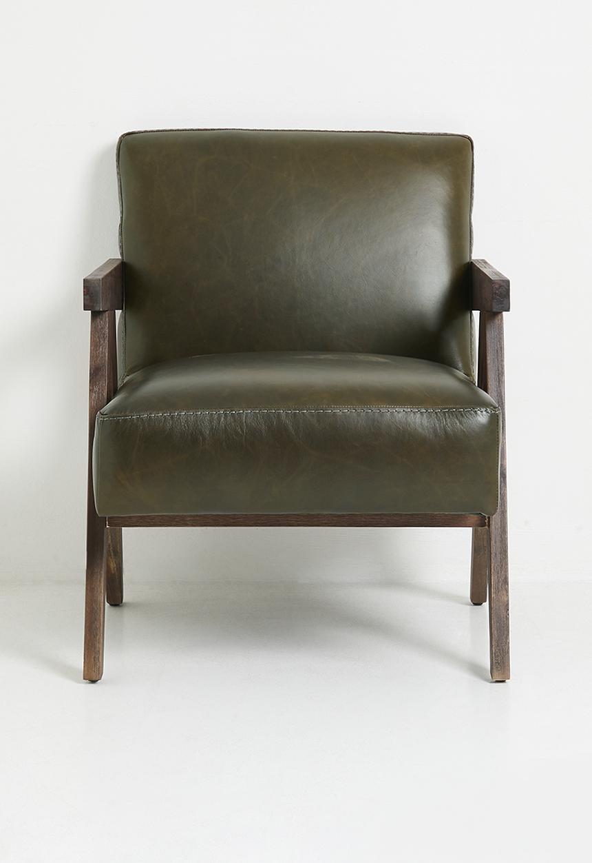 Corby Leather Occasional Chair - Olivetinin