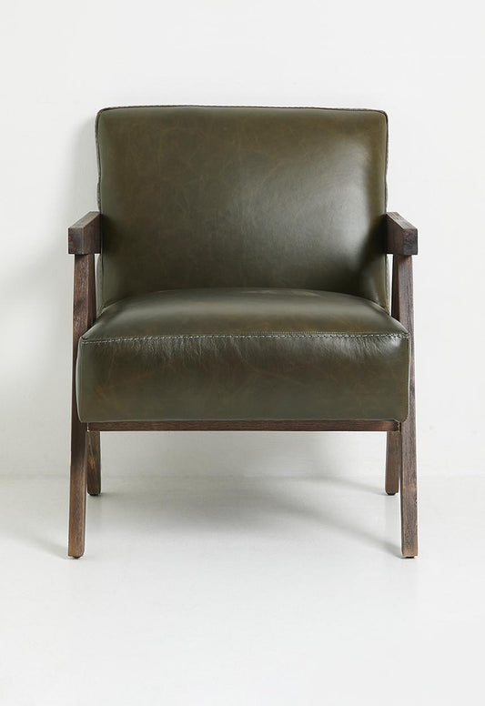 Corby Leather Occasional Chair - Olivetinin