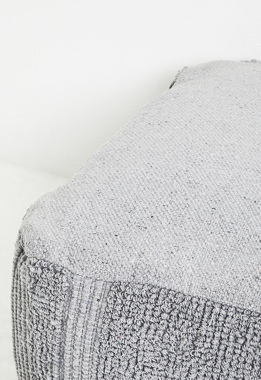 Cotton Woven Pouf - Grey