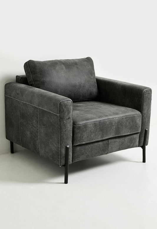 Hadley leather armchair - charcoal