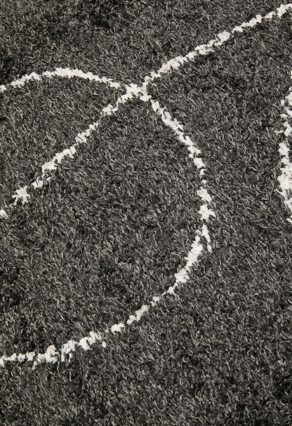Shaggy Rug Swirl - Black - 200 x 300