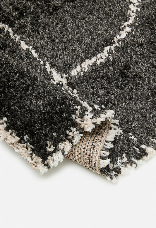 Shaggy Rug Swirl - Black - 200 x 300