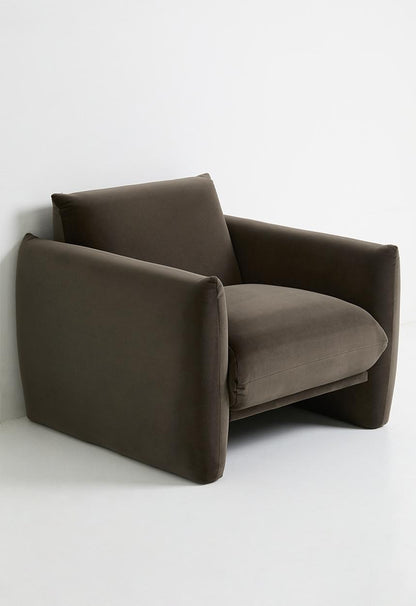Signe single seater velvet sofa-chocolate grey