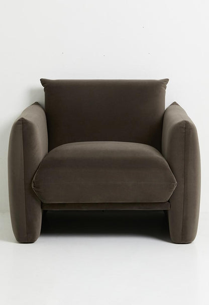 Signe single seater velvet sofa-chocolate grey