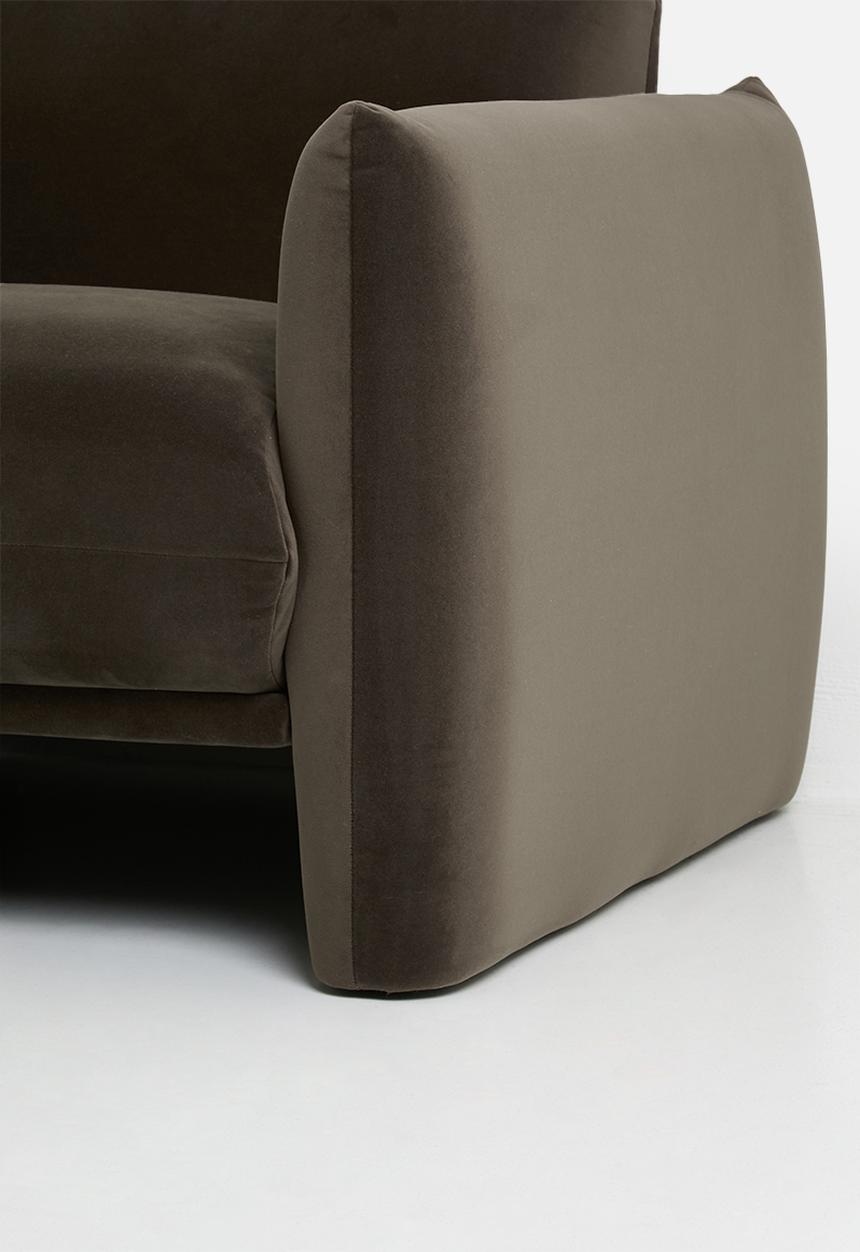 Signe single seater velvet sofa-chocolate grey