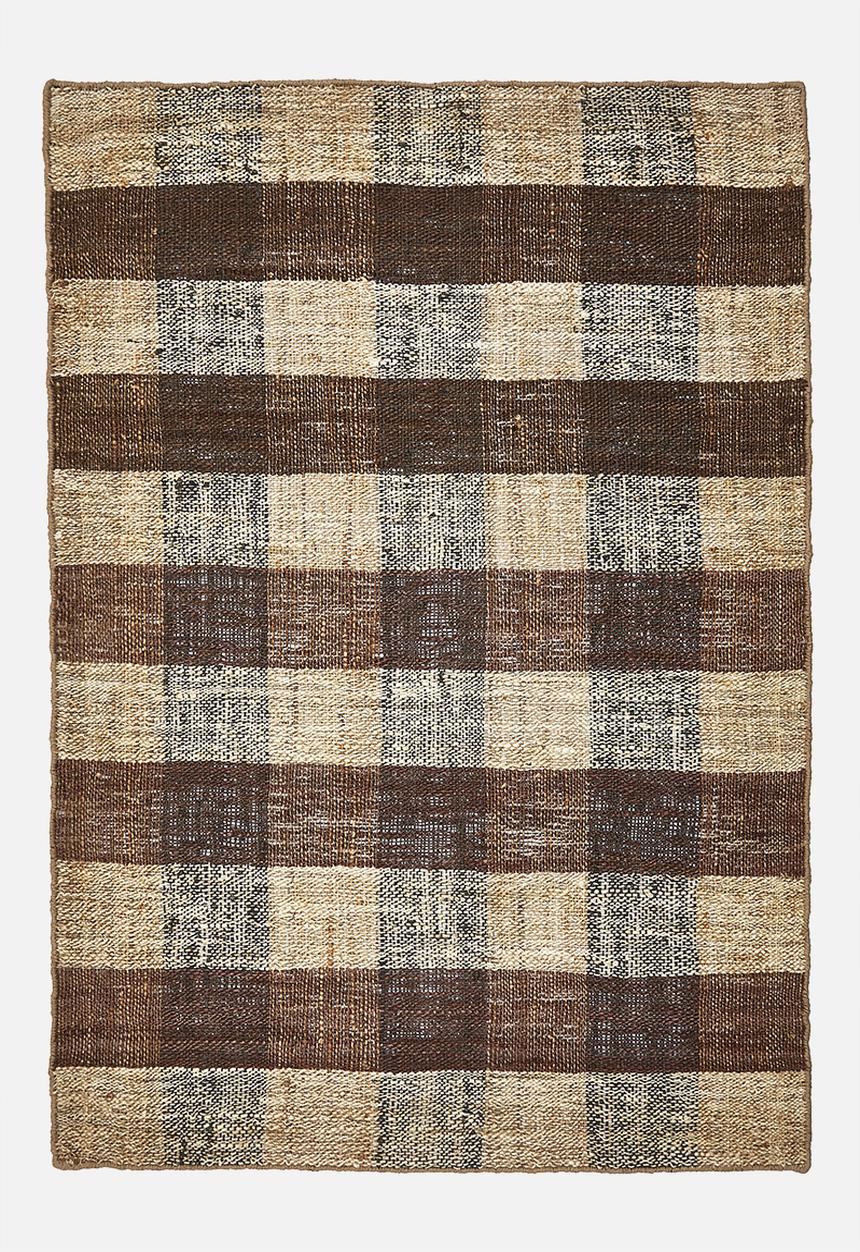 Hand woven check jute durrie natural 160x230