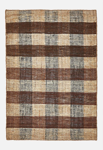 Hand woven check jute durrie natural 160x230