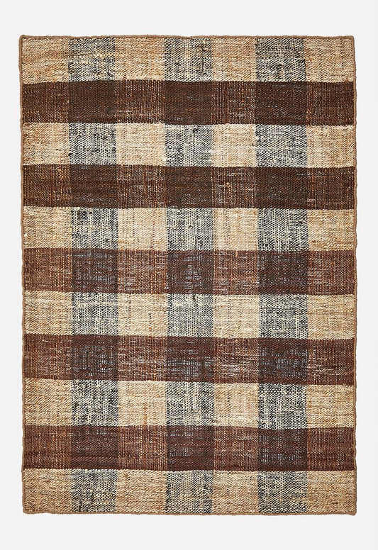 Hand woven check jute durrie natural 160x230