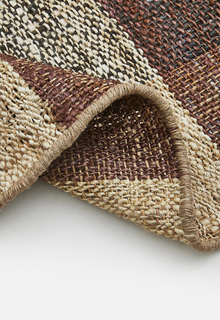 Hand woven check jute durrie natural 160x230