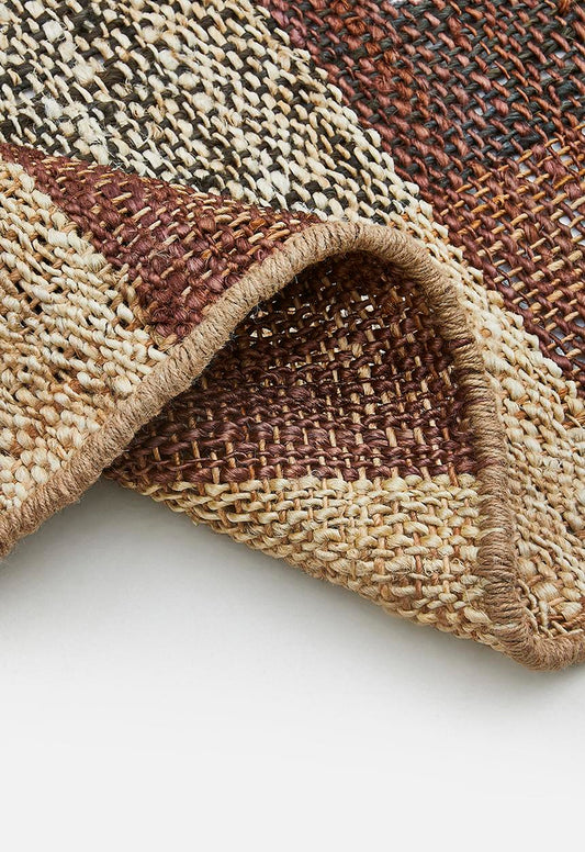 Hand woven check jute durrie natural 160x230