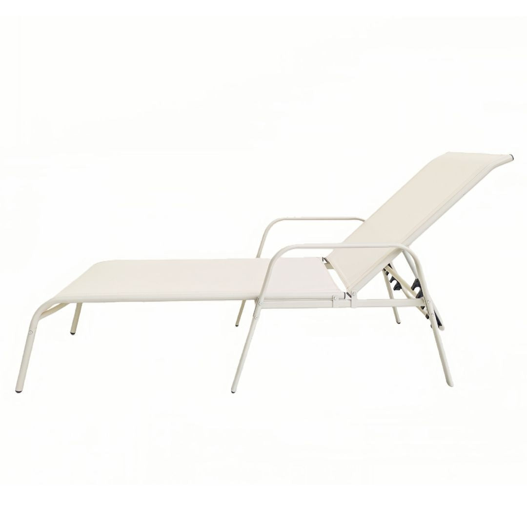George Mason Sunny Textilene Lounger - Warm White - set of 4